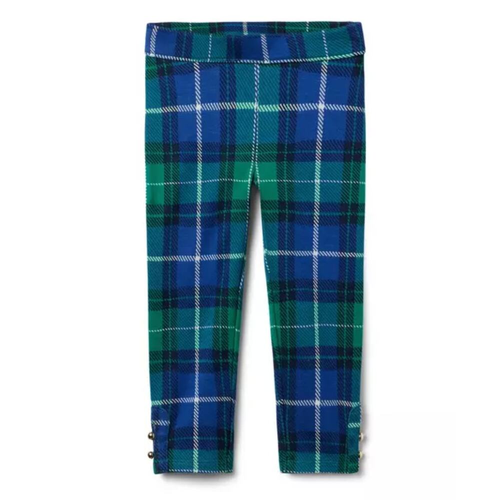 Janie and Jack NWT Tartan Plaid Button Cuff Jacquard Pant Legging Green 18 24 Mo